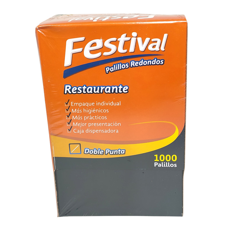 Palillo Redondo de Dientes - Empaque individual Dispensador - Festival