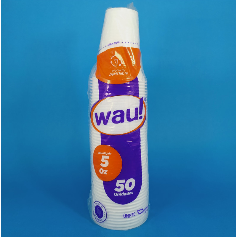 Vaso Desechable 5 OZ - Transparente y Blanco - WAU