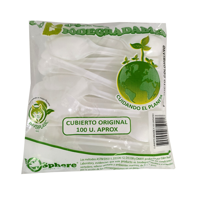 Cuchara desechable Grande - 100 Unidades
