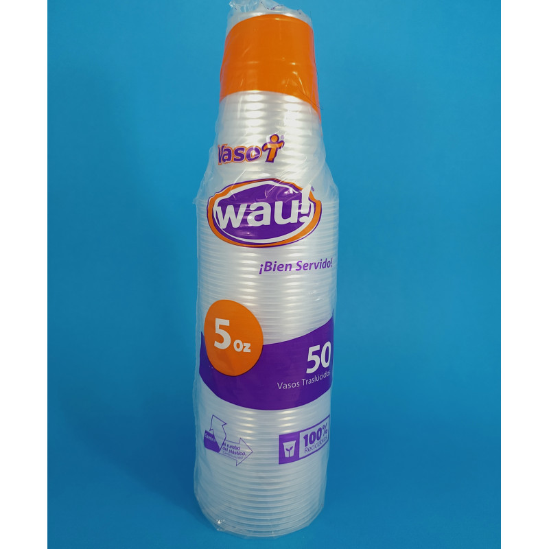 Vaso Desechable 5 OZ - Transparente y Blanco - WAU
