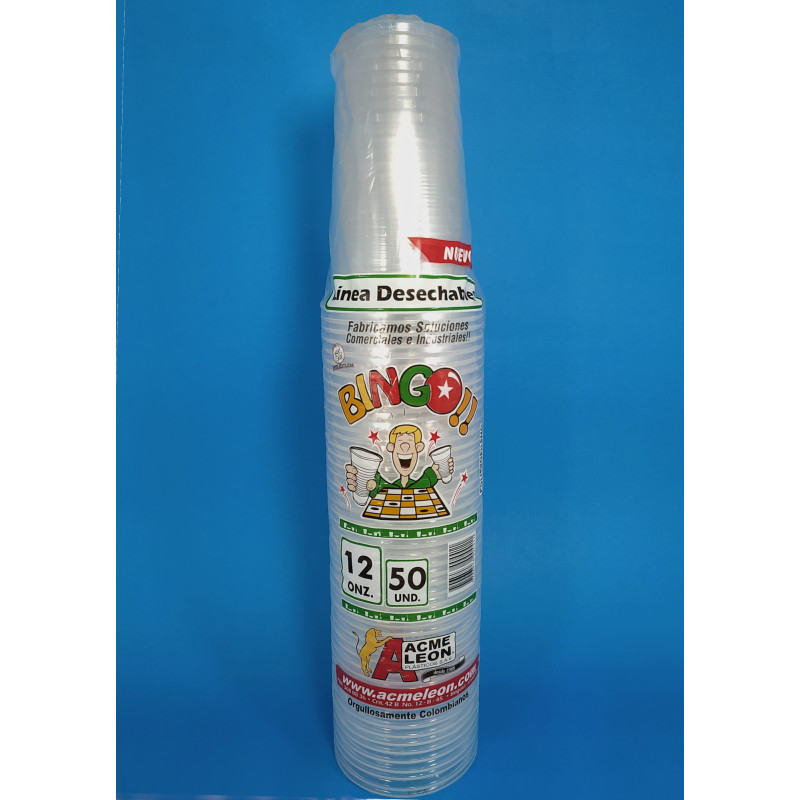 Vaso Desechable 12 OZ - Trasparente - ACMELEÓN