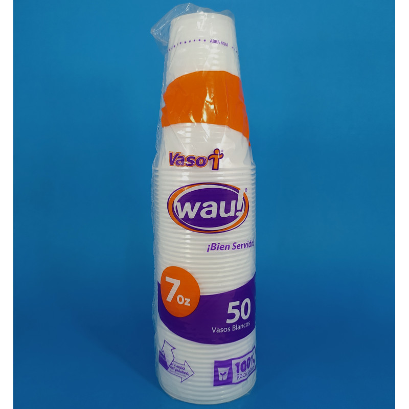 Vaso Desechable 7 OZ - Transparente y Blanco - WAU