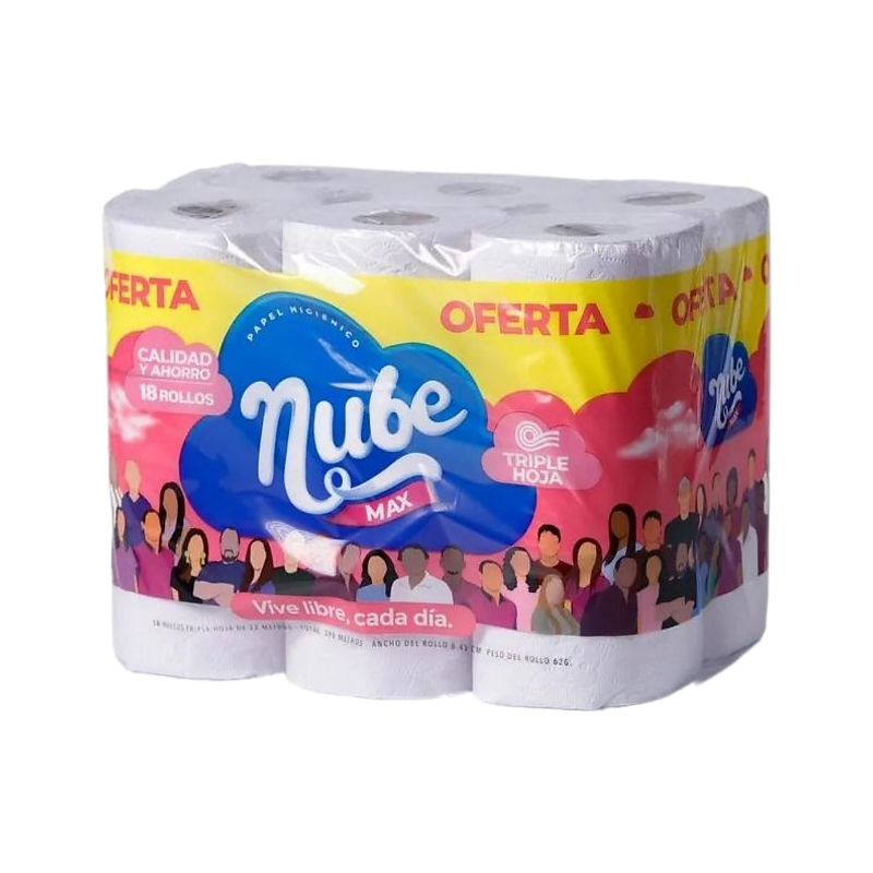 Papel Higiénico Nube - Max 3 Hojas 32 m - Empaque 18 Rollos